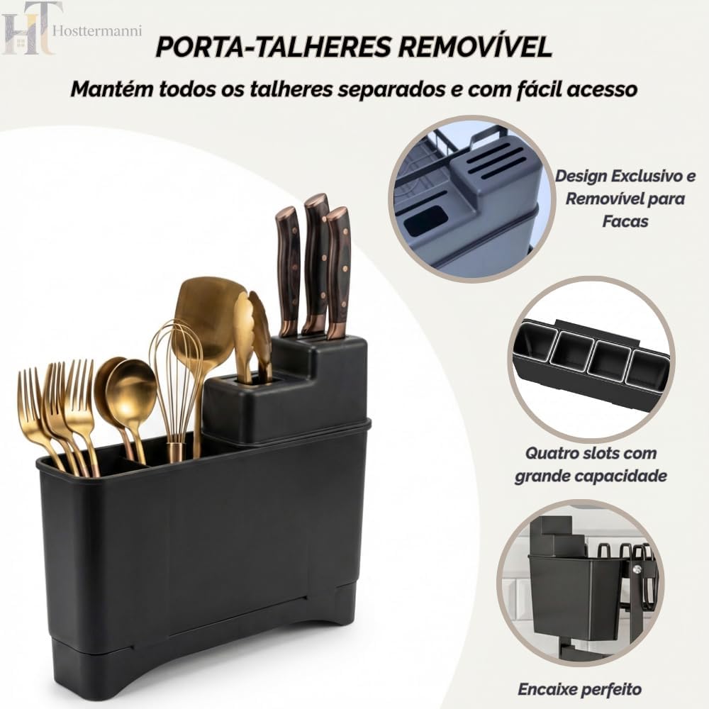 Porta-talheres removível do escorredor Castral com quatro compartimentos